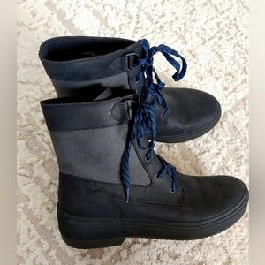 Merrell Haven Mid Waterproof Women's Leather Boots Black Gray Blue Size 10